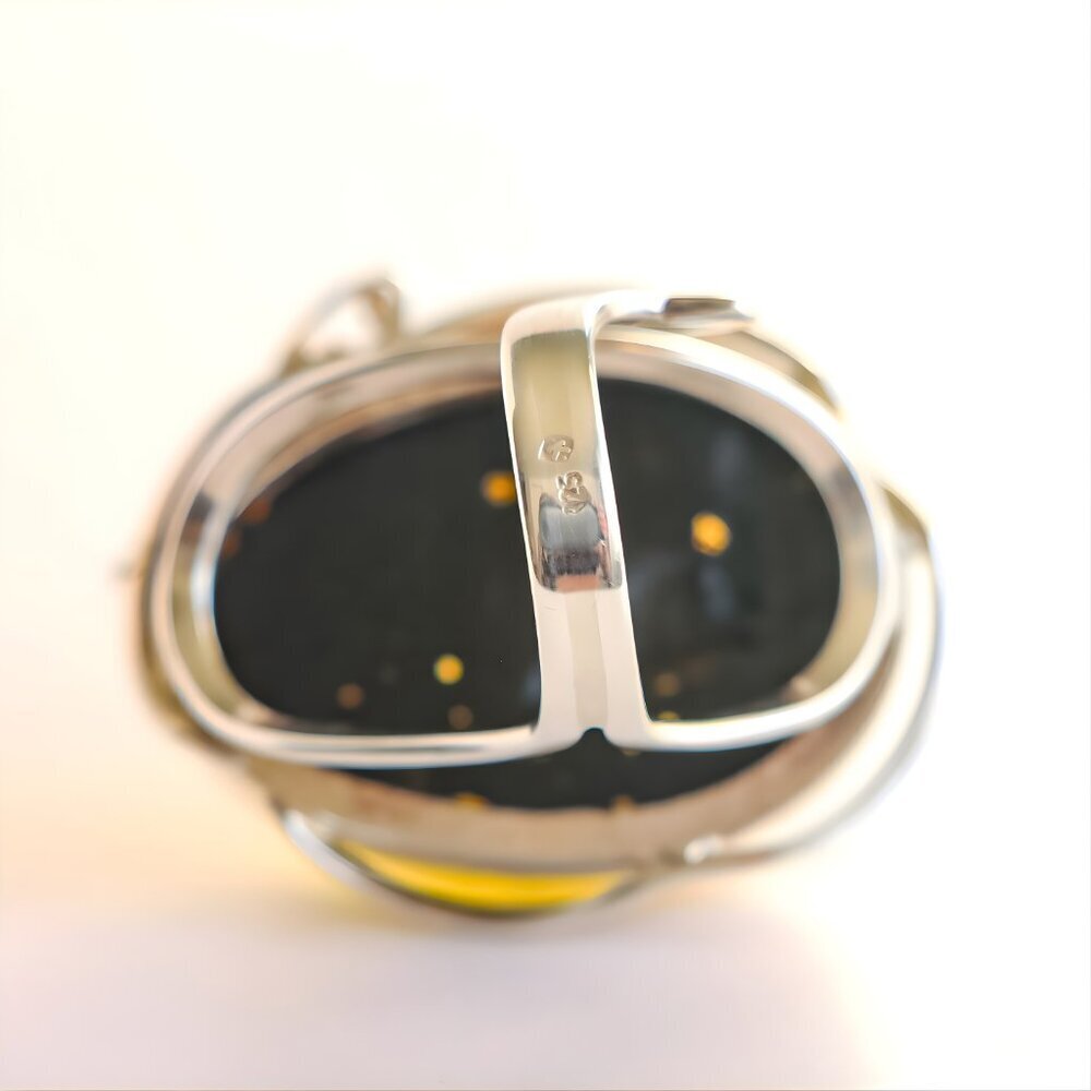 Baltic Green Amber Ring in Sterling Silver - Handmade - Picture 8 of 8